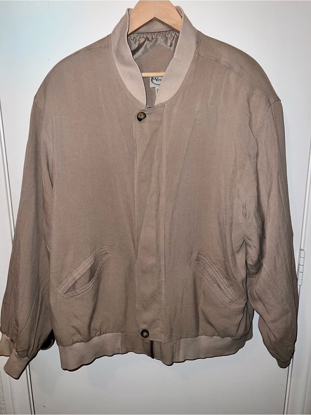 Vintage Silk Men's Bomber Jacket in Taupe